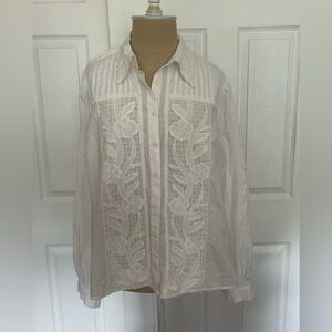 Anthropologie Lace Button-Down Blouse